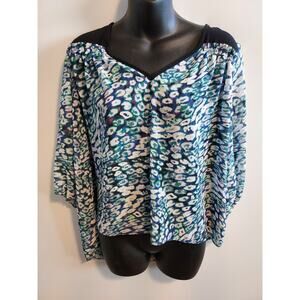 Guess Hi-Lo Sheer Animal Print Sheer Top - Size Small